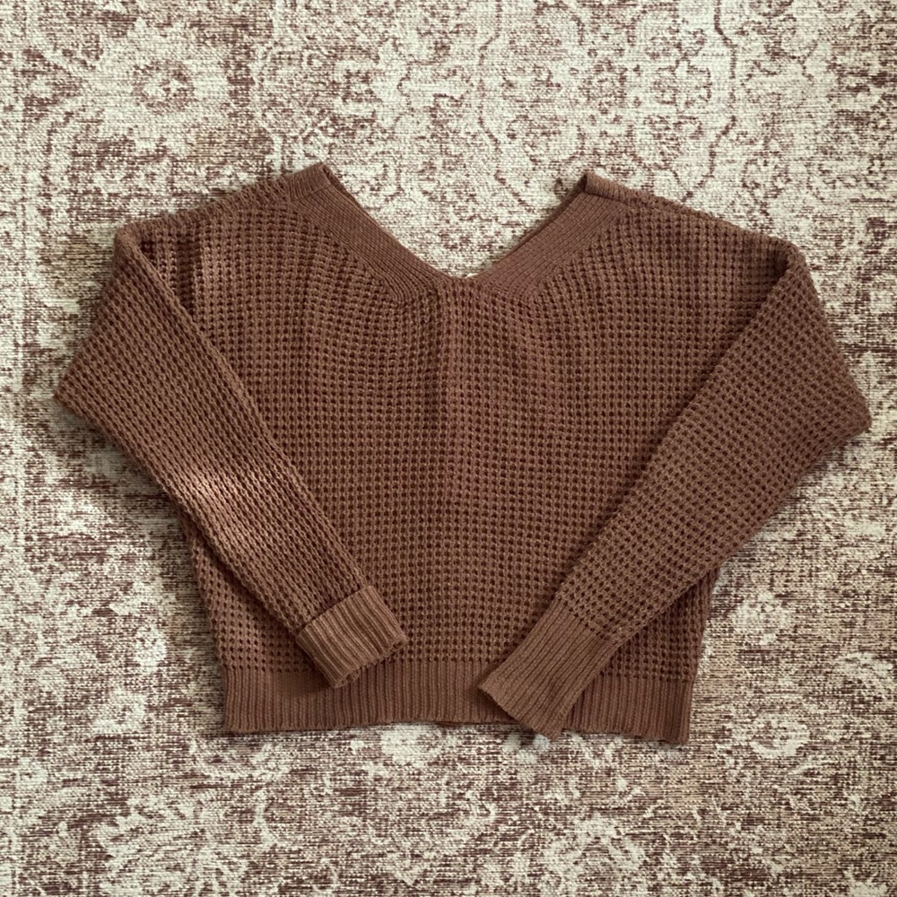 NWT Moon & Madison Reversible Brown Buttons Sweater Cardigan Long Sleeve Size M - Picture 2 of 2